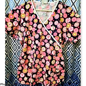 XL cute scrubs top pink and black
